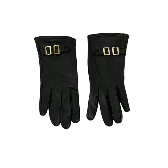 Women's Black Vinyl Cotton Lined Gloves One Size - Picture 1 of 5
